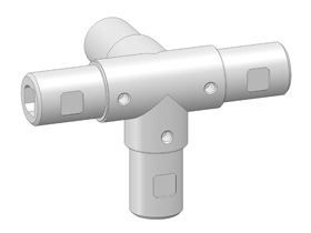 Leuningklemstuk WITE40 - 90 gr. Dubbel-Hoek-T-Stuk